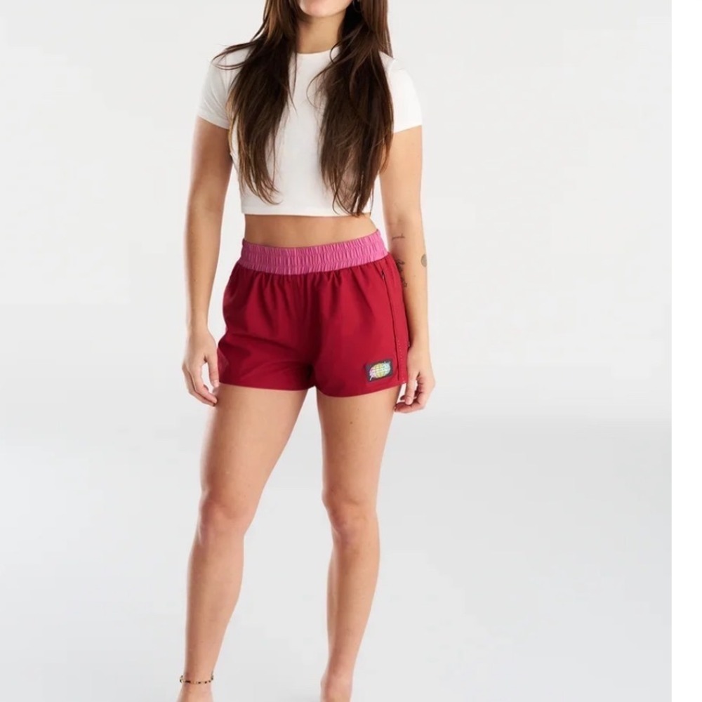 Slunks Air Beaus Womens Shorts Red Pink Athletic Volleyball Running Size S